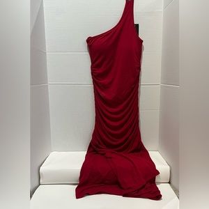 Klassy Network One Shoulder Ruched Midi Brami Dress